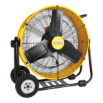 DeWalt 24" Yellow / Black Variable-Speed 360-Degree Tilt Portable Roll-Around Industrial Drum Fan DXF2491 - 6,500 CFM, 120V