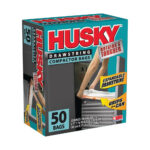 Husky HK18XDS050W Trash Compactor Bag with Drawstring, 18 gal Capacity, White, 2 ft 1-5/8 in L, 2 ft 4 in W