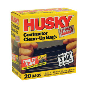 Husky® True Tie® Contractor Clean-Up Trash Bag - 20ct - 42 Gallon Capacity / 3mil Thickness