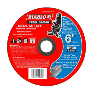 DIABLO 6" x 0.045" x 7/8" Metal Cut-Off Disc, Aluminum Oxide, Angle Grinder Compatible, Quantity 10